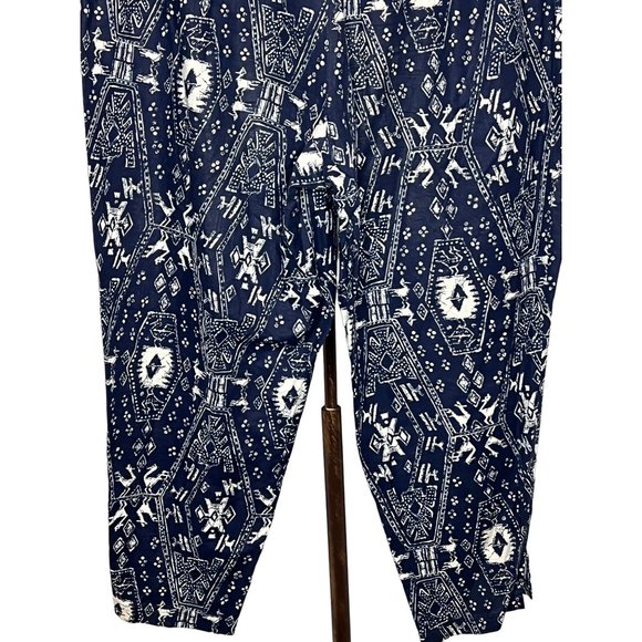 Carole Little size 20W blue & white pants elastic waist Geo print Aztec - Picture 6 of 13